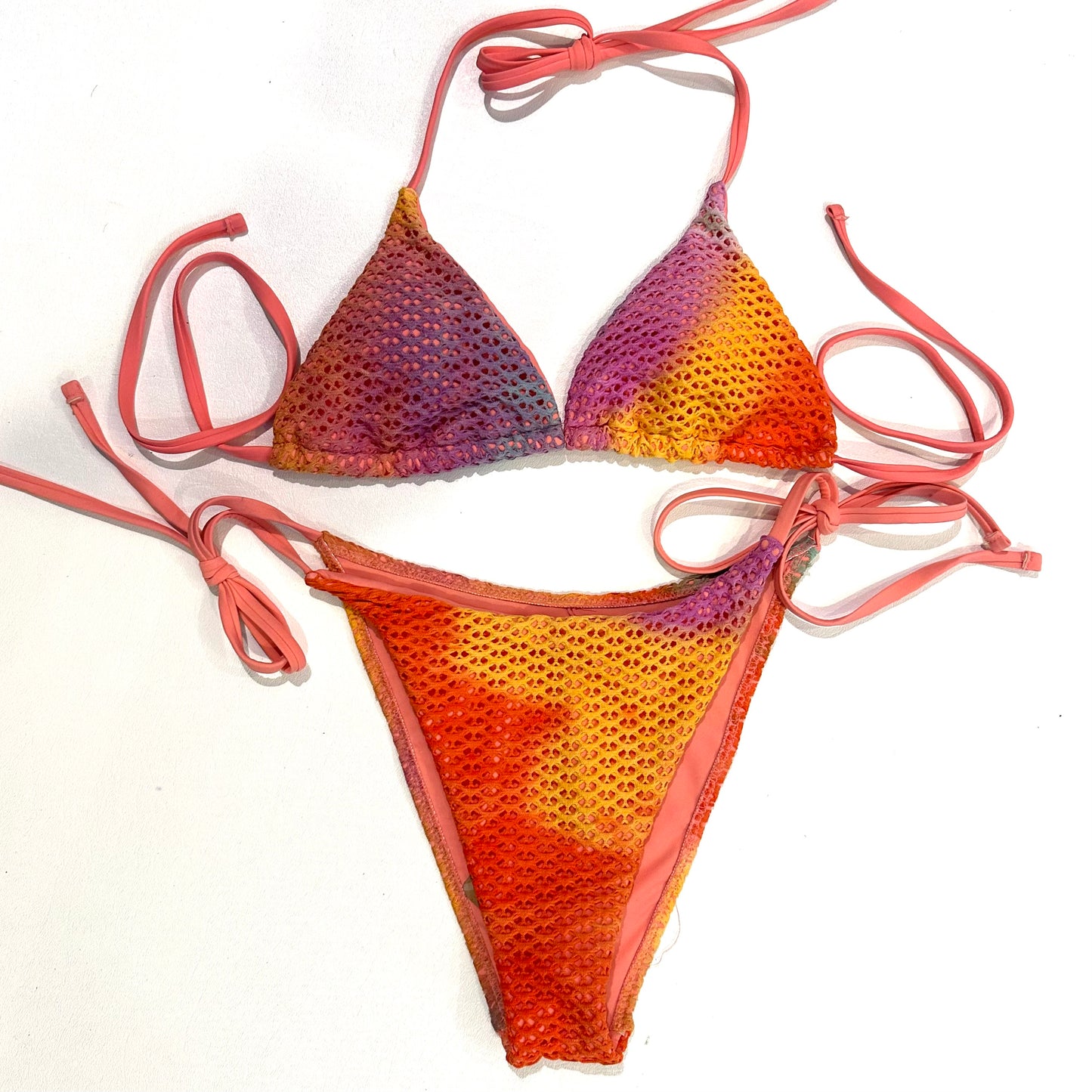 Rainbow Mesh Bikini Set