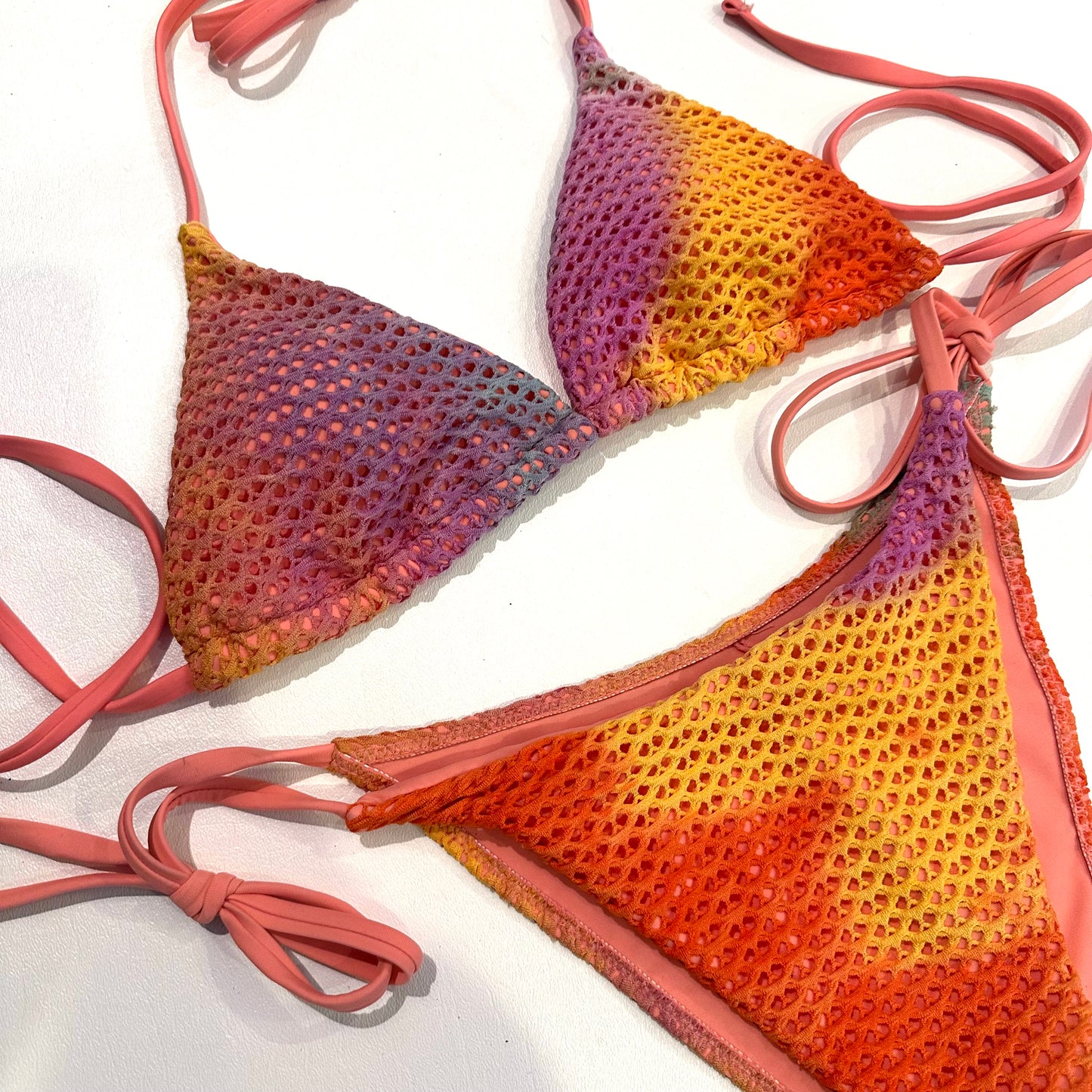 Rainbow Mesh Bikini Set