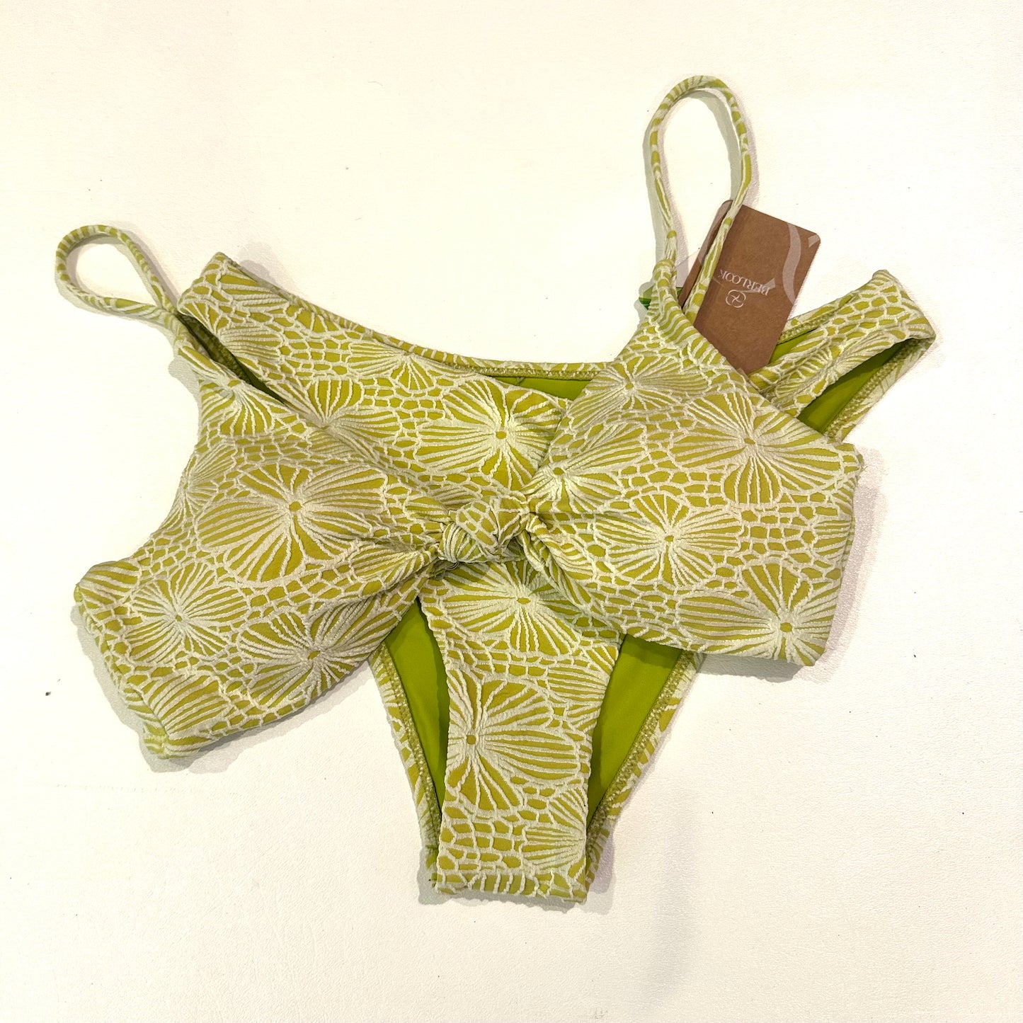 Textured Green Floral Bikini Set