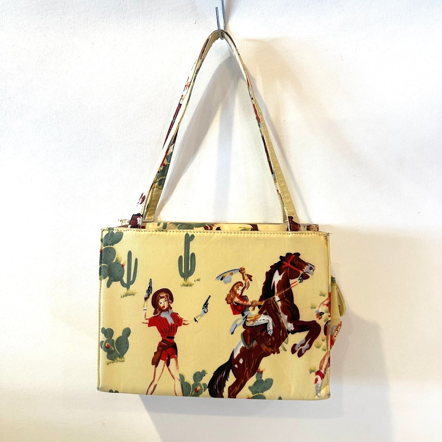 Vintage Western Cowgirl Print Tote Bag