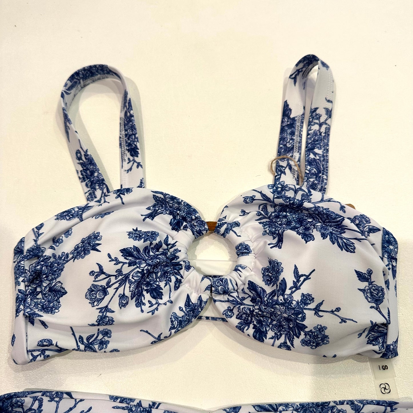Blue Floral High-Waist Bikini Set