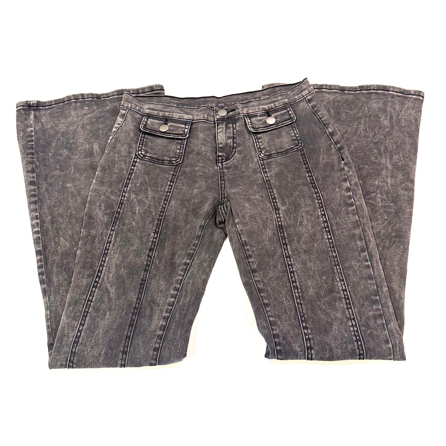 Y2k Washed Black Flare Jeans