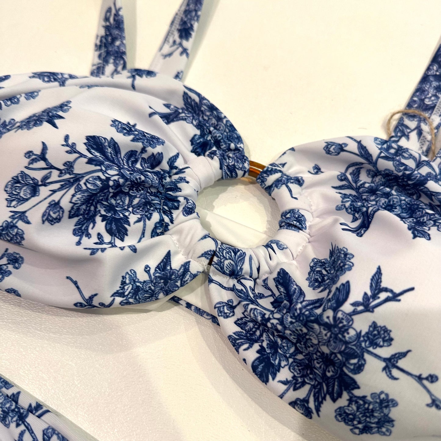 Blue Floral High-Waist Bikini Set