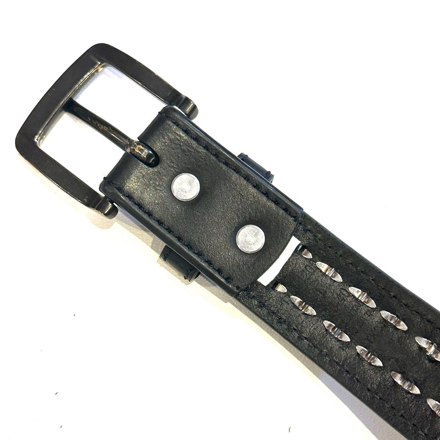 Hand-Made 2-Row Pyramid Studded Coated Leather Levi’s Belt