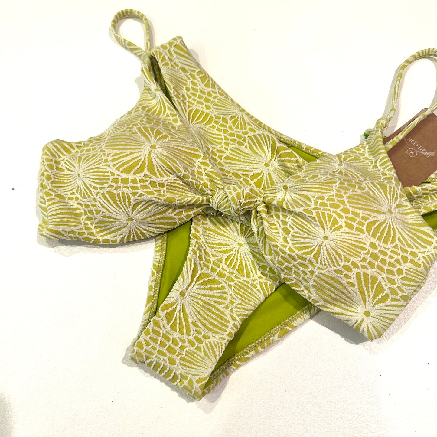 Textured Green Floral Bikini Set