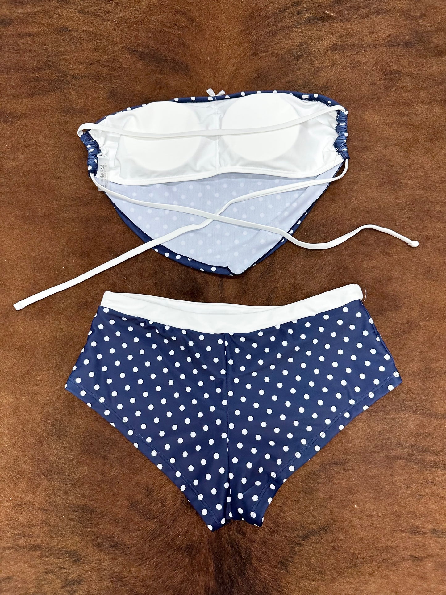 Navy Polka Dit 2 Piece Swim Set