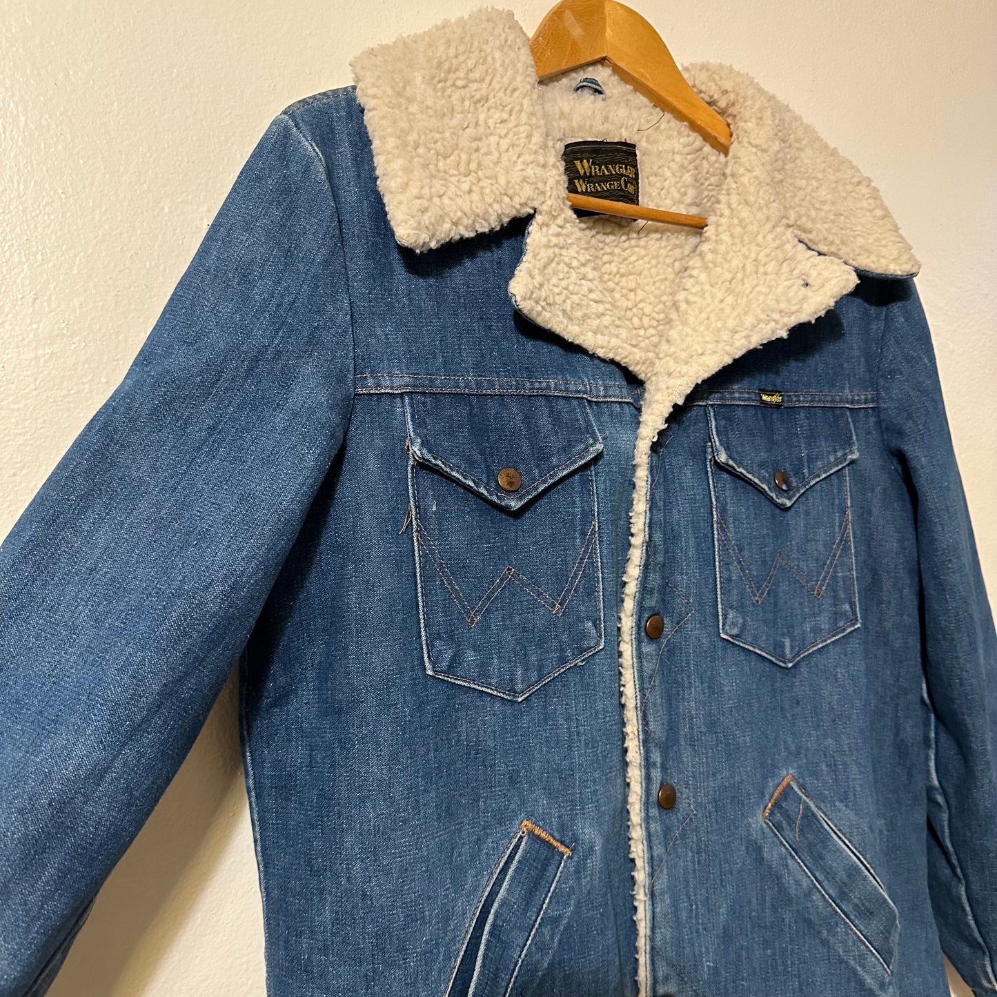 1970s Vintage Wrangler Sherpa-Lined Denim Jacket - Made in the USA