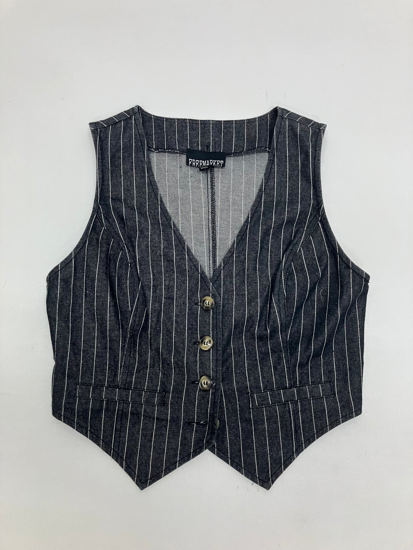Freemarket Pinstripe Denim Vest