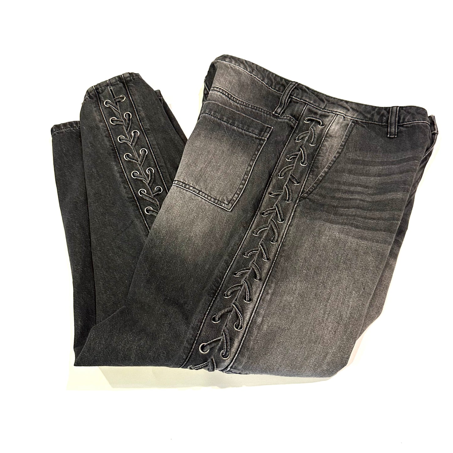 Lace-Up Wide Leg Jeans