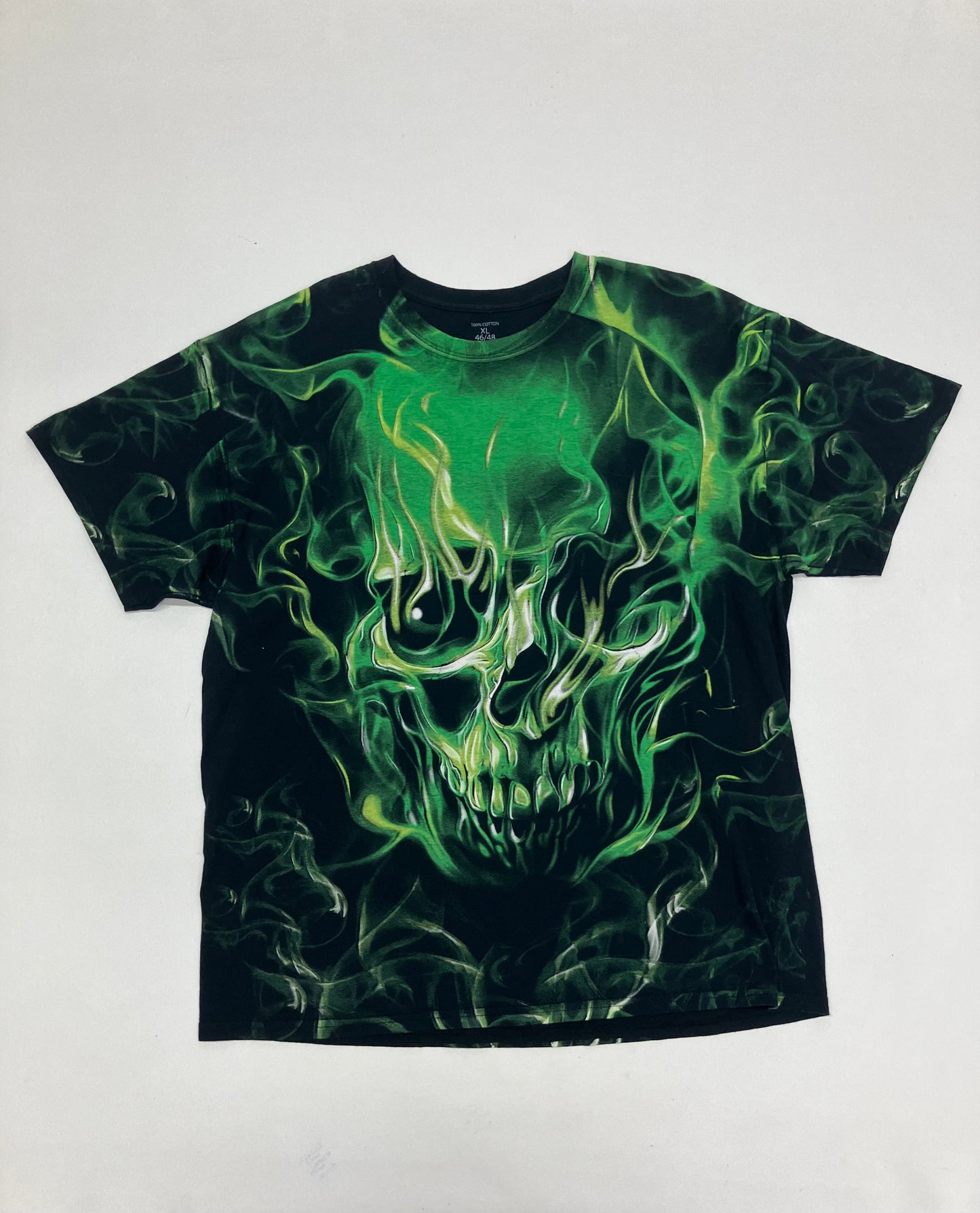 Y2K Green Skull Allover Print Tee