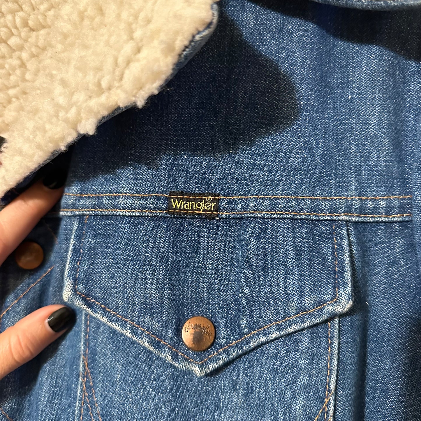 1970s Vintage Wrangler Sherpa-Lined Denim Jacket - Made in the USA