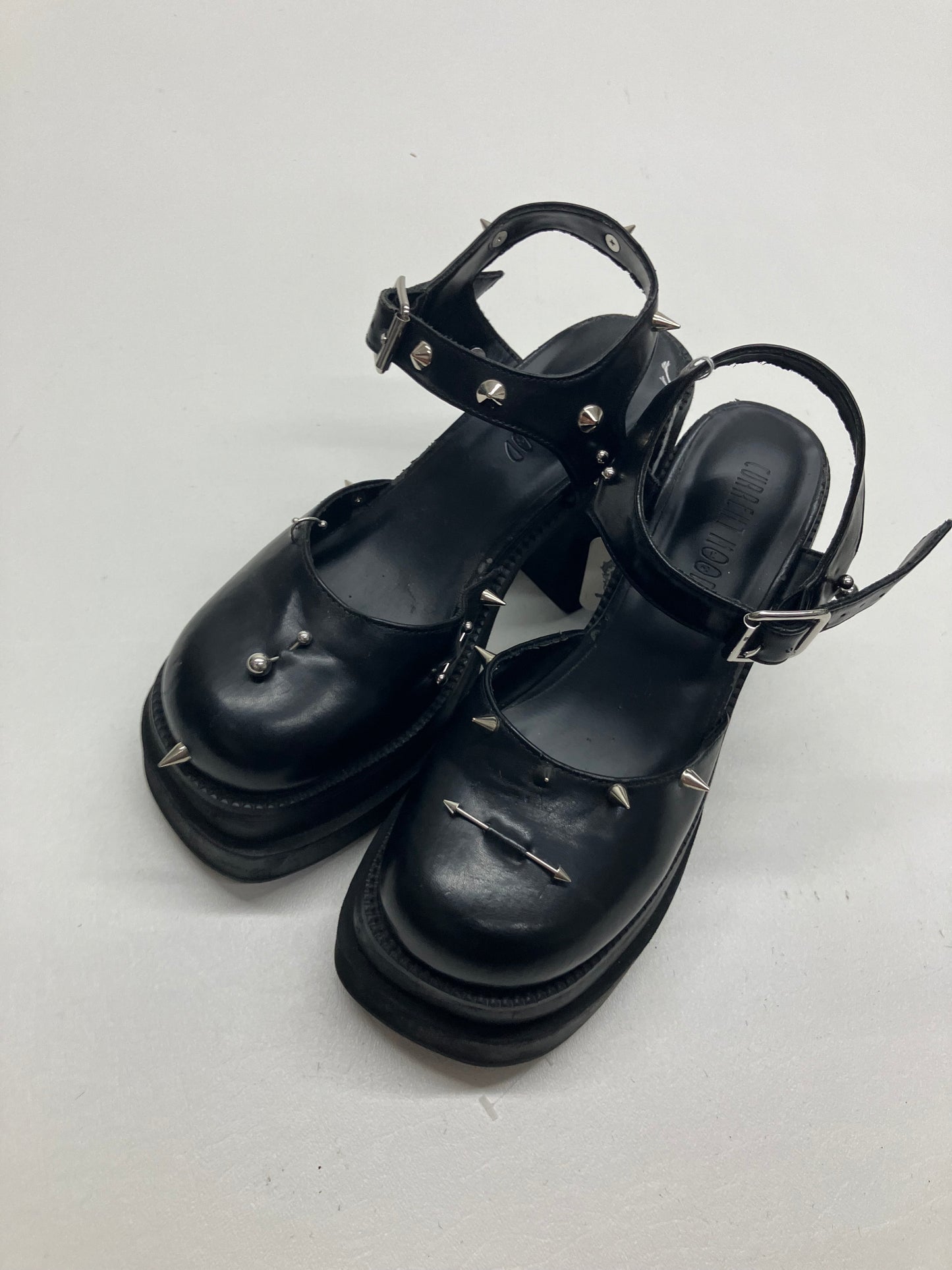 Black Custom Pierced Platform Shoes