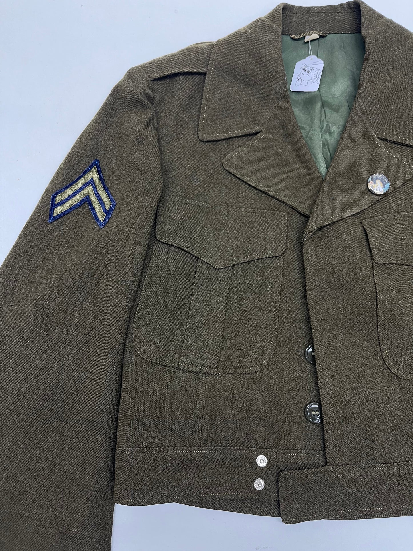 Vintage Cropped Military Wool Jacket