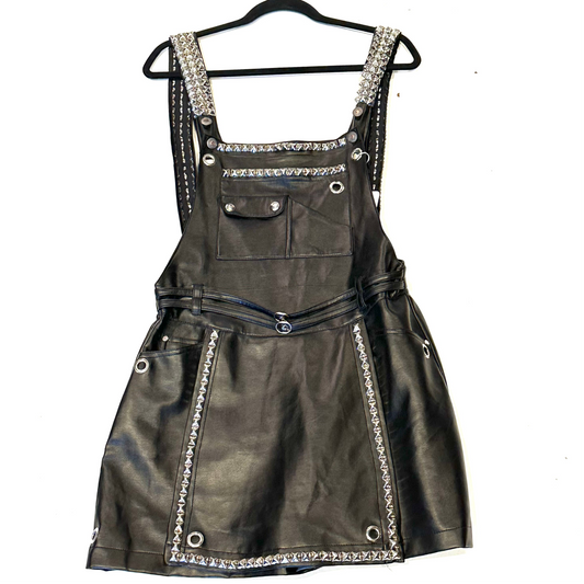 Hand-Made Studded Vegan Leather Overalls