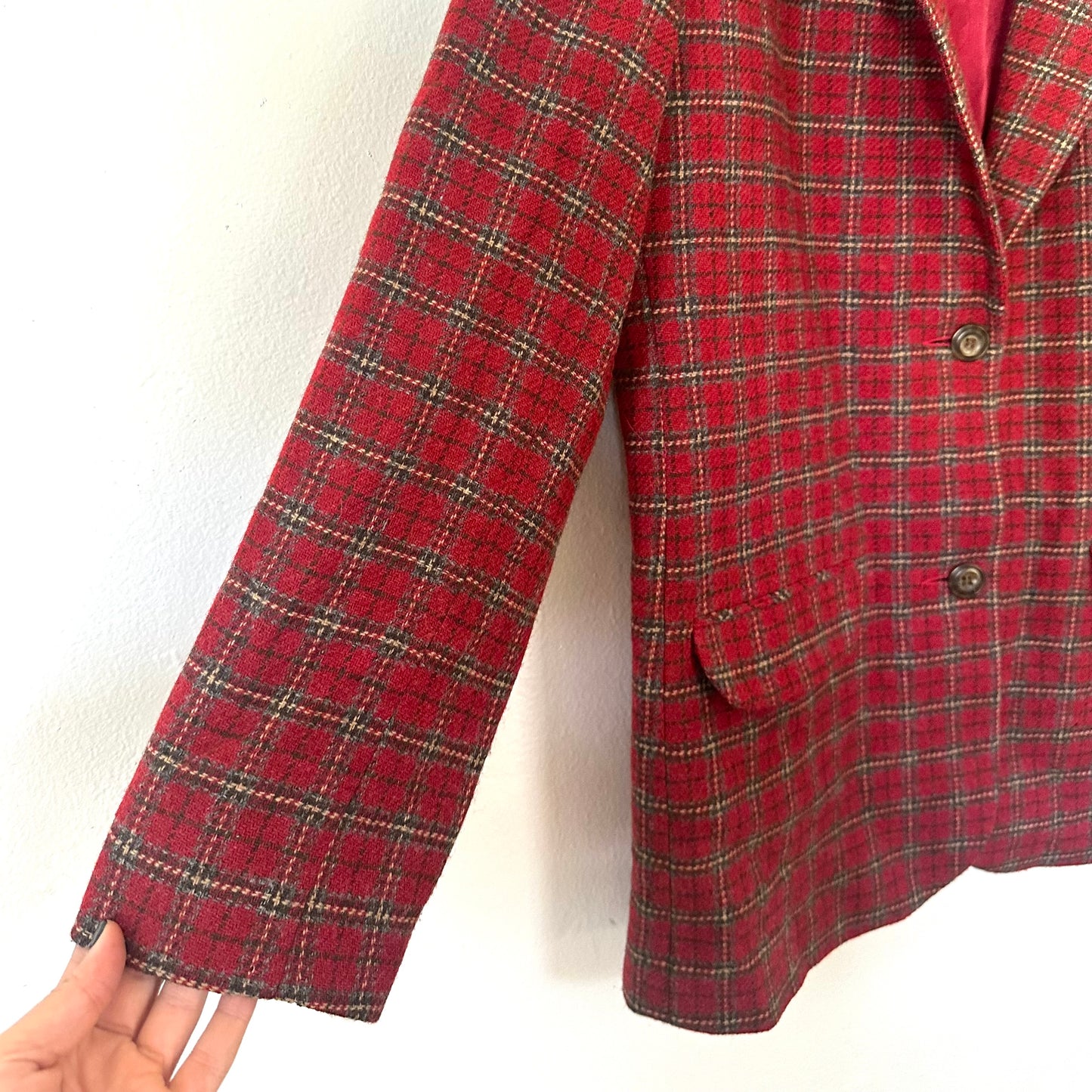 Vintage 100% Wool Plaid Blazer