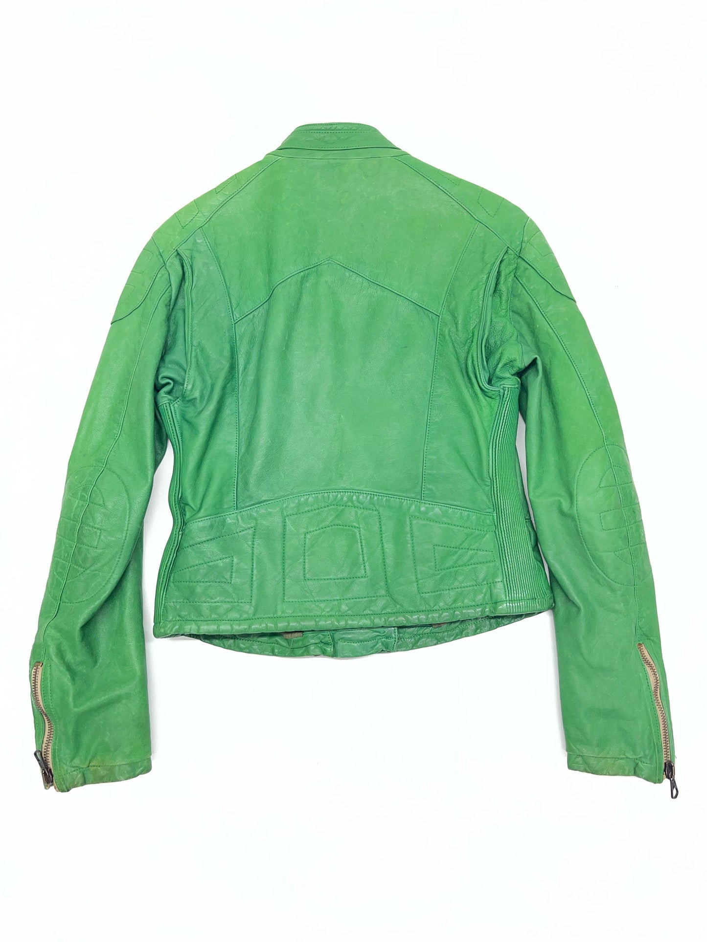 Replay “We Are Replay” Green Leather Moto Jacket