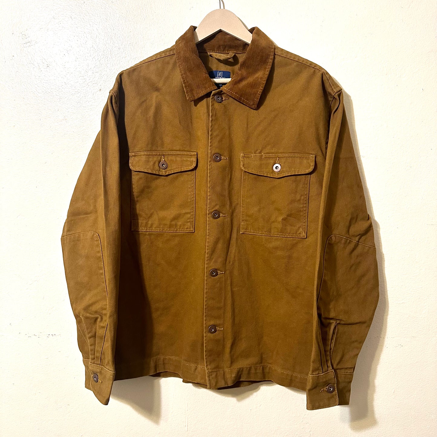 Corduroy-Collared Button-Up Jacket