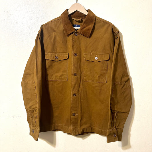 Corduroy-Collared Button-Up Jacket