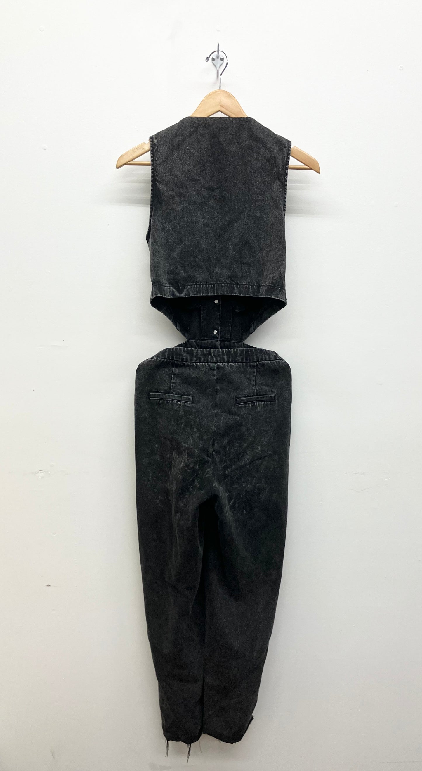 Halter Black Denim Jumpsuit