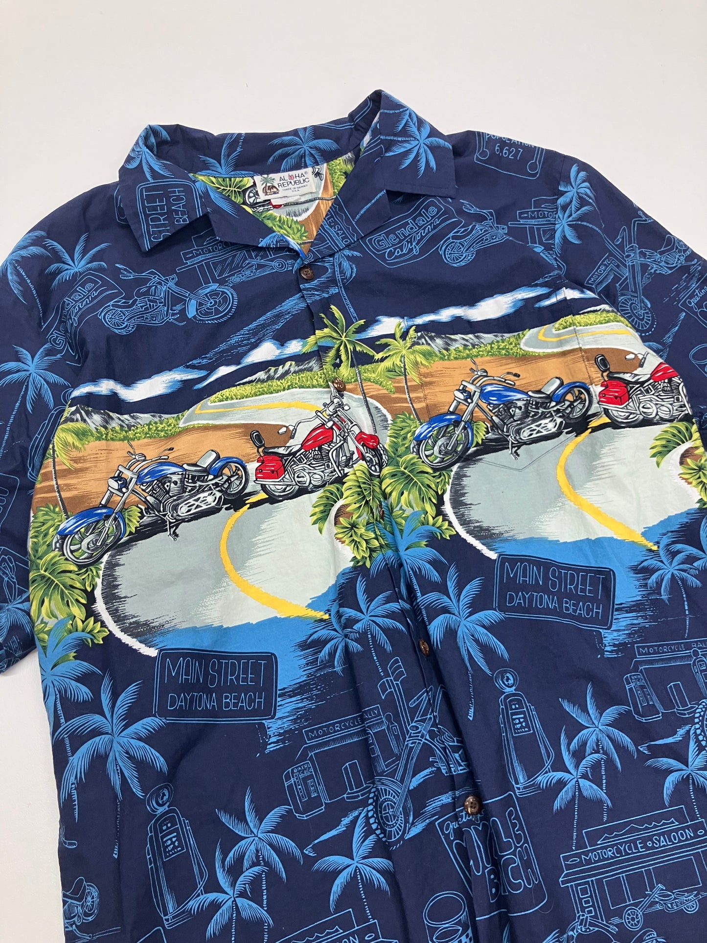 Vintage Made in USA Motorcycle Hawaiian Shirt
