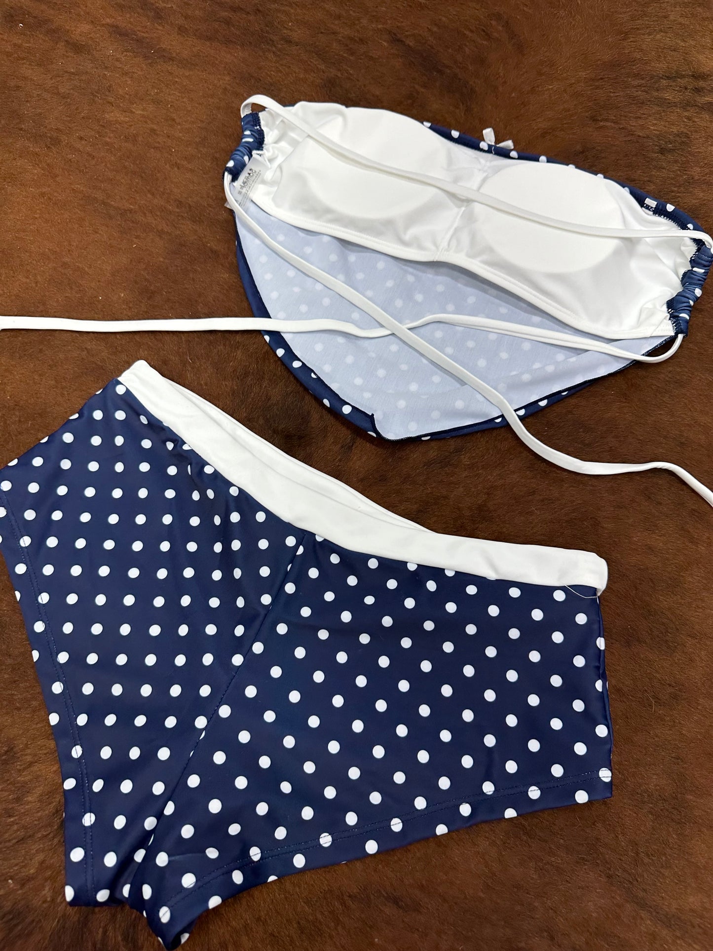 Navy Polka Dit 2 Piece Swim Set