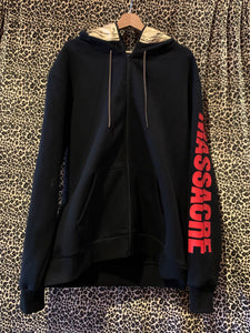Leather Face Zip Up Hoodie