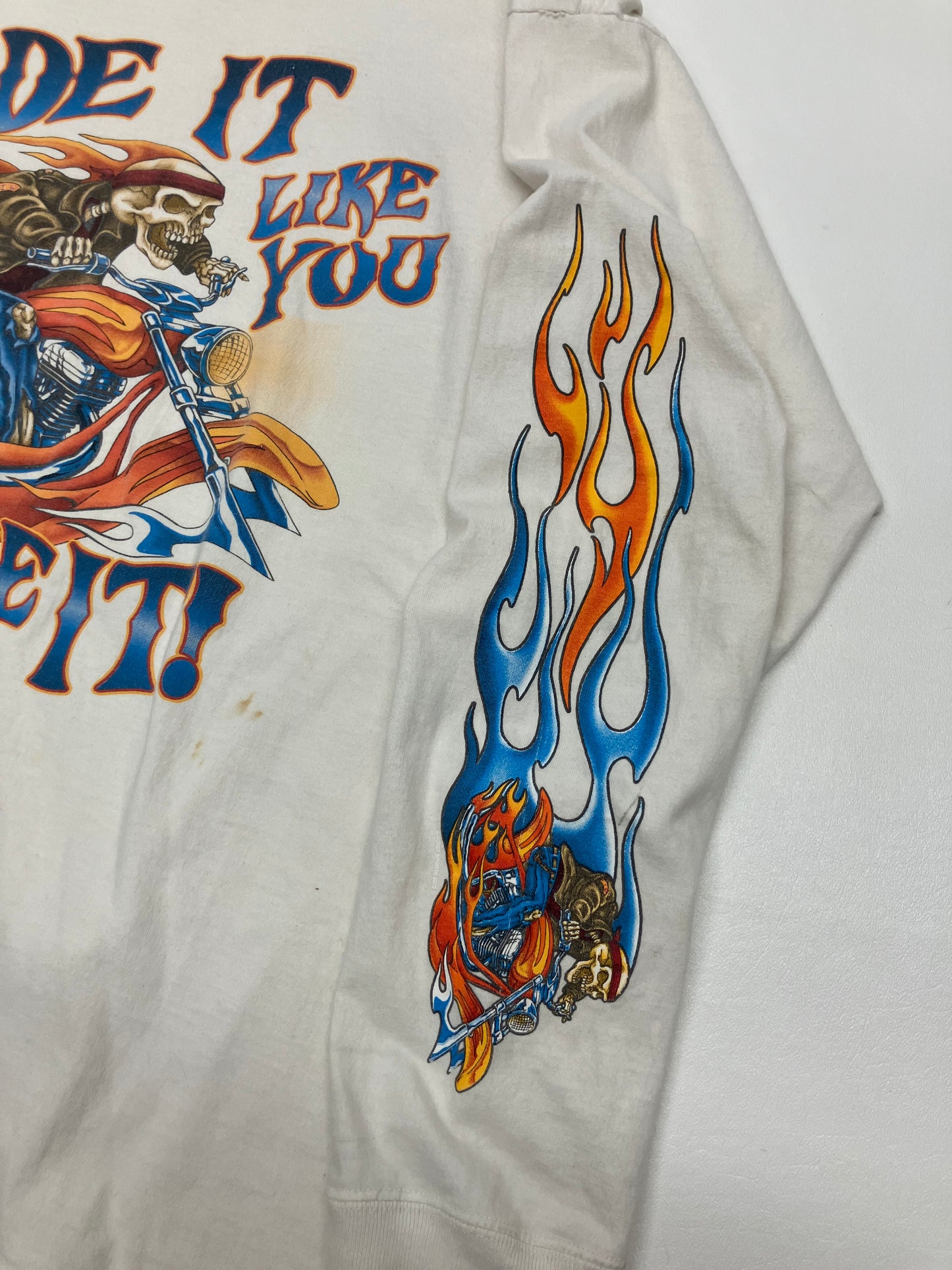 Vintage White Motorcycle Graphic Longsleeve