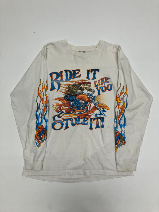 Vintage White Motorcycle Graphic Longsleeve