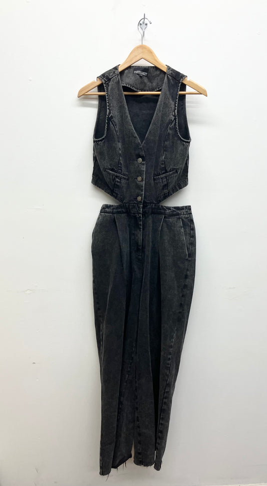 Halter Black Denim Jumpsuit