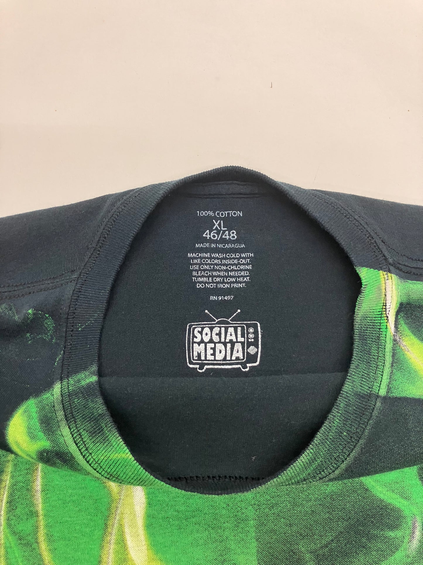 Y2K Green Skull Allover Print Tee