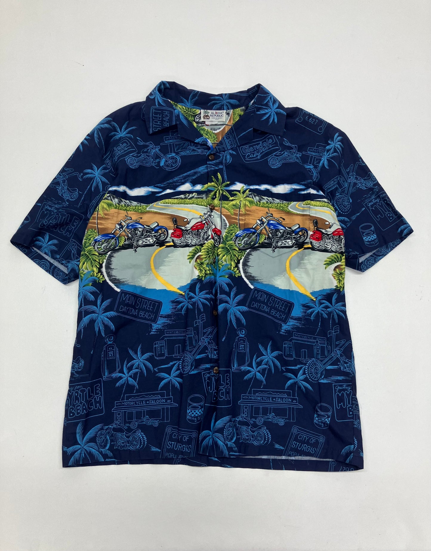 Vintage Made in USA Motorcycle Hawaiian Shirt
