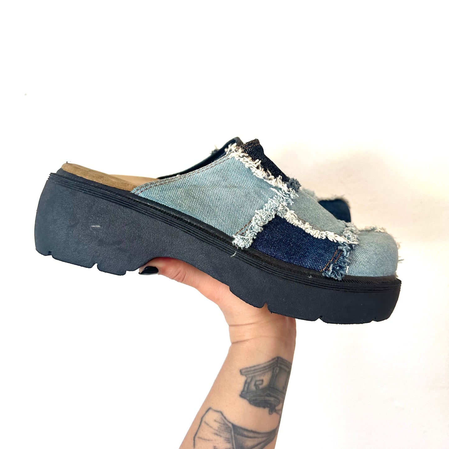 Y2K Lower Eastside Patchwork Denim Mules