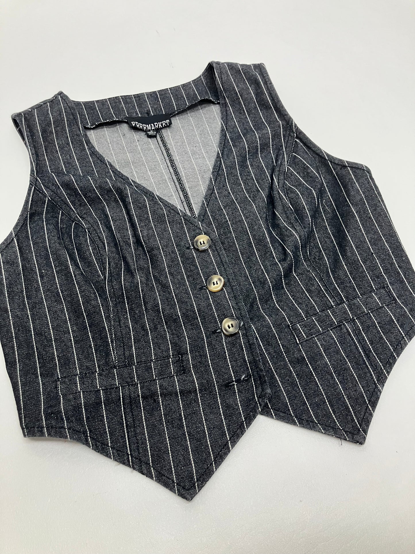 Freemarket Pinstripe Denim Vest