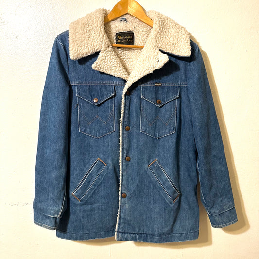 1970s Vintage Wrangler Sherpa-Lined Denim Jacket - Made in the USA