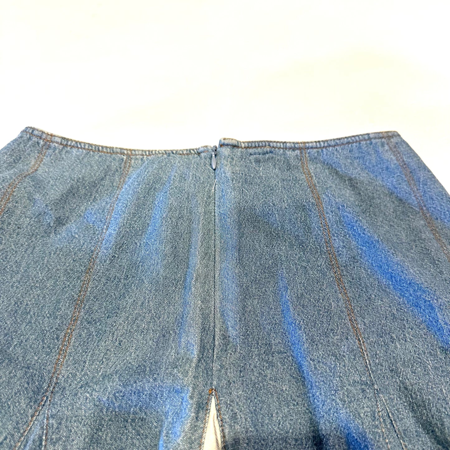 Pleaded Denim Skirt