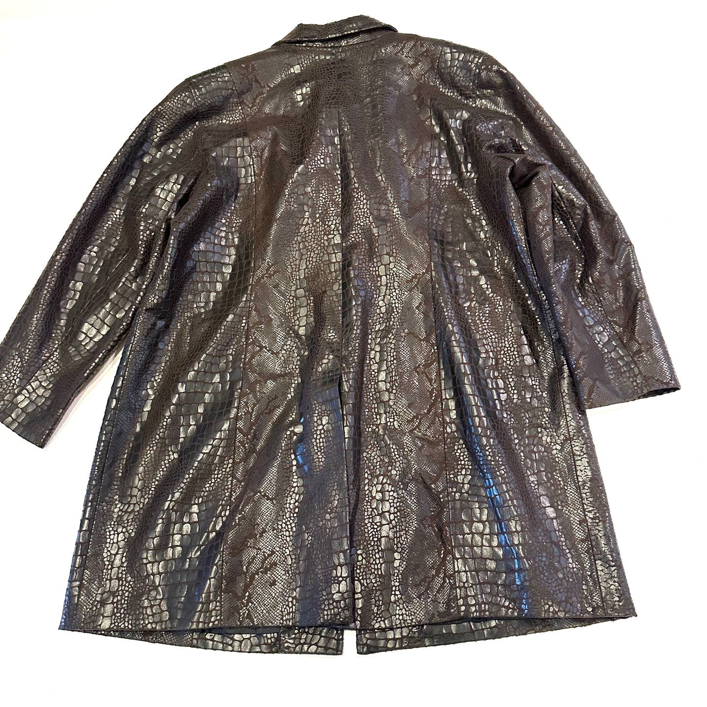 Y2k Snakeskin Leather trench (Brown)