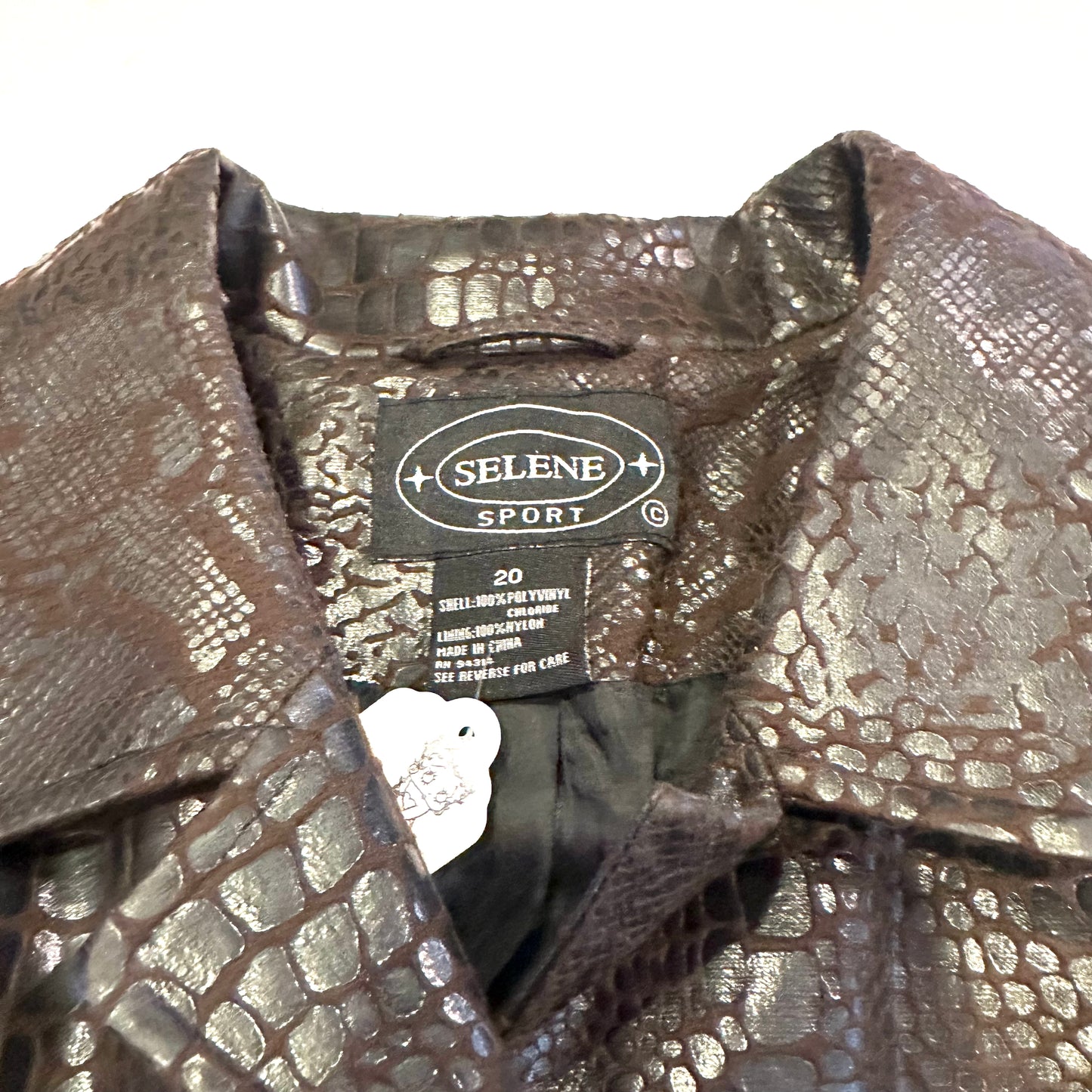 Y2k Snakeskin Leather trench (Brown)