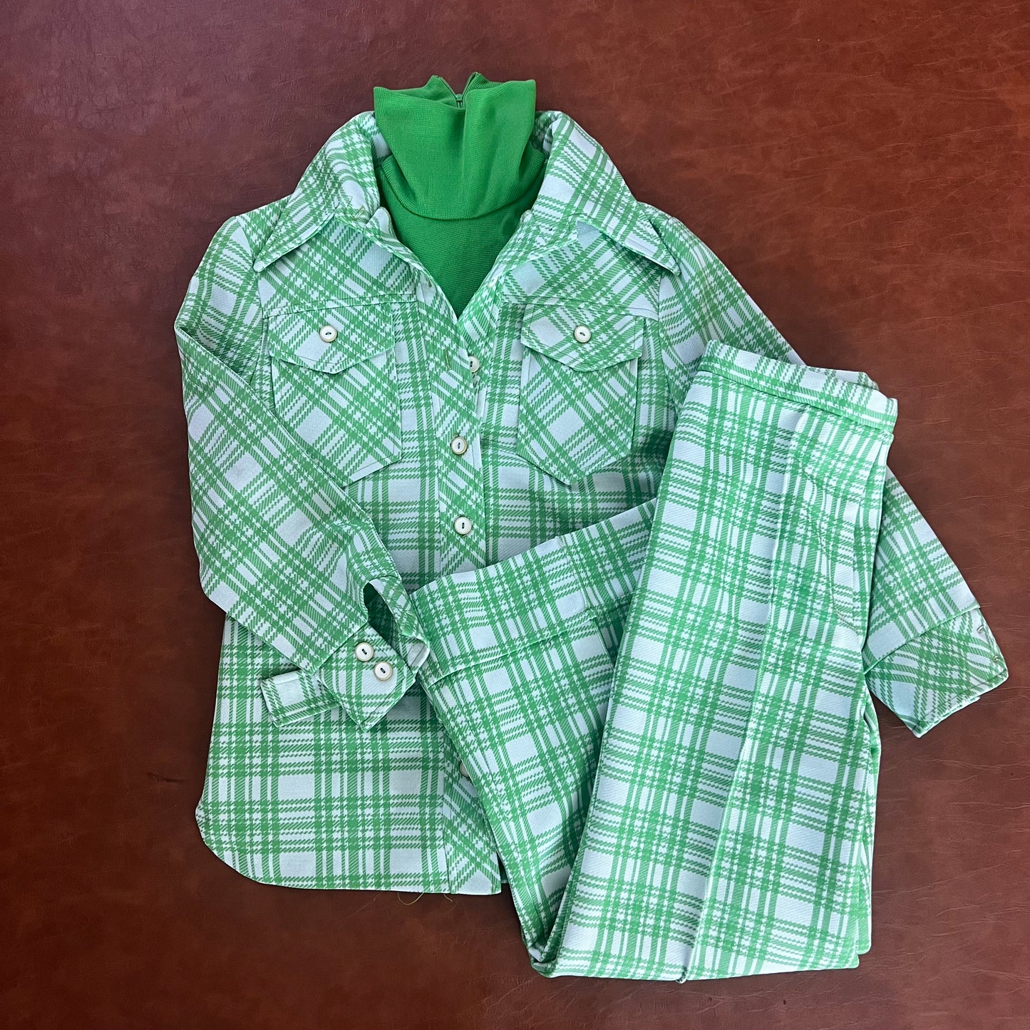 Vintage Green Plaid 3 Piece Set