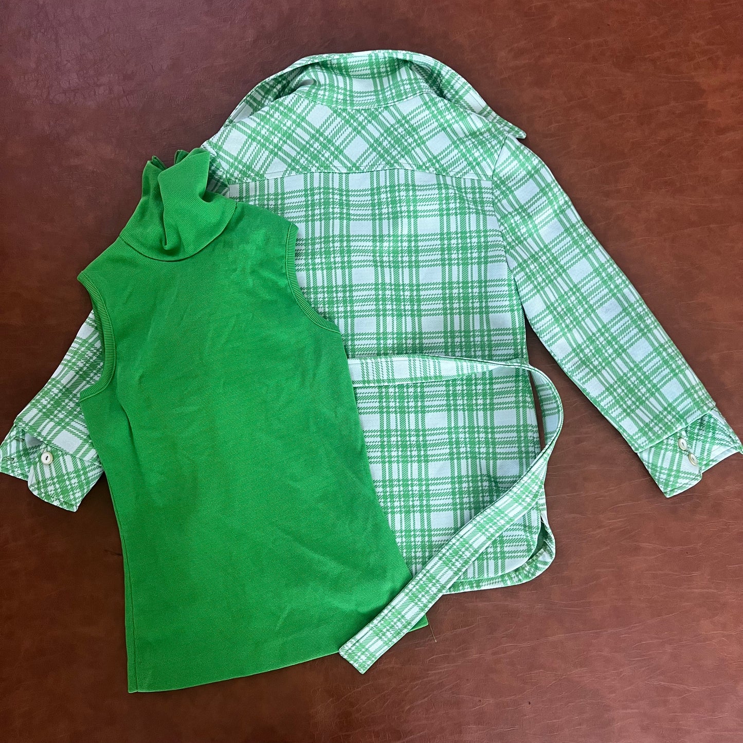 Vintage Green Plaid 3 Piece Set