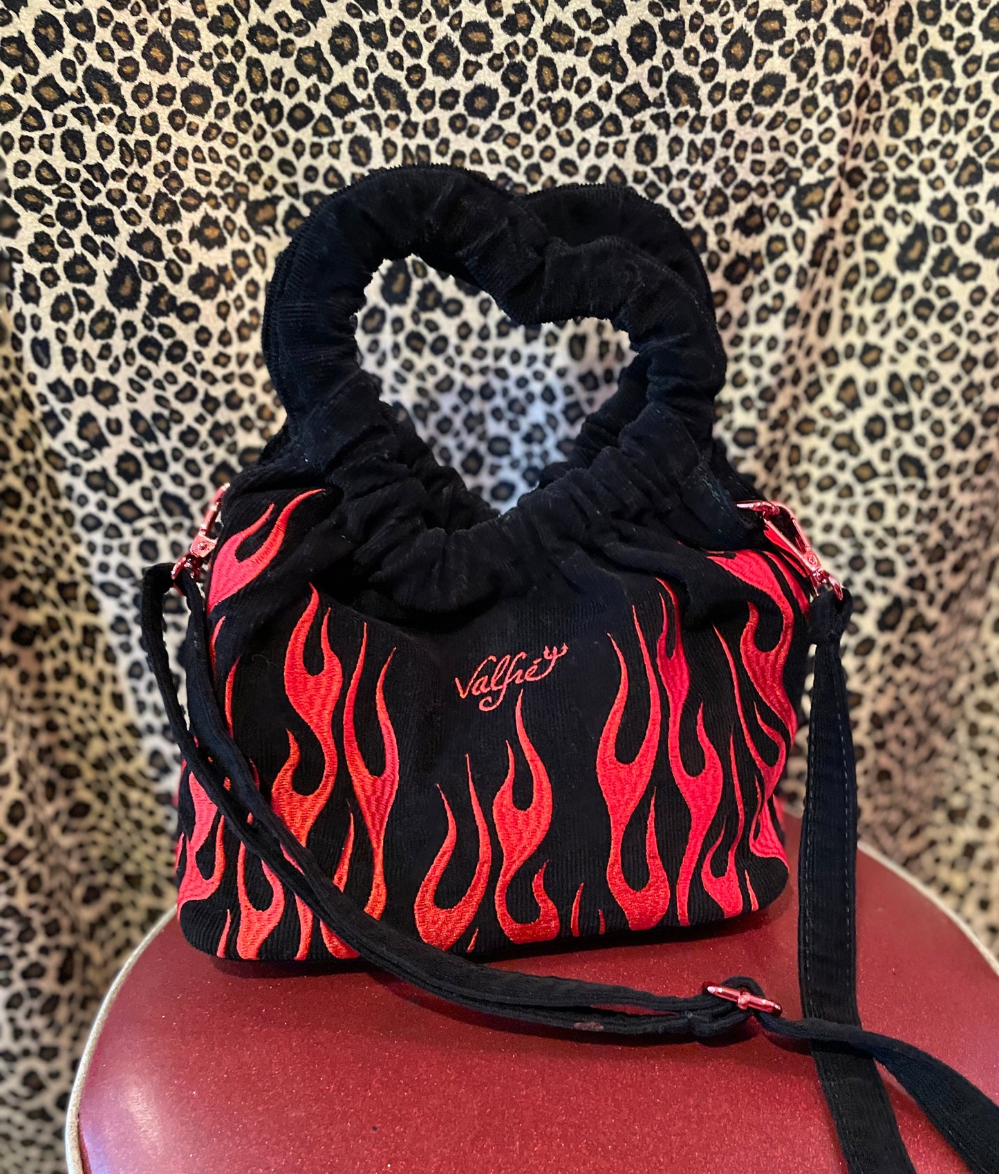 Heart-Shaped Corduroy Crossbody