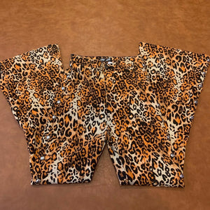 Vintage Studded Leopard Flare Pants
