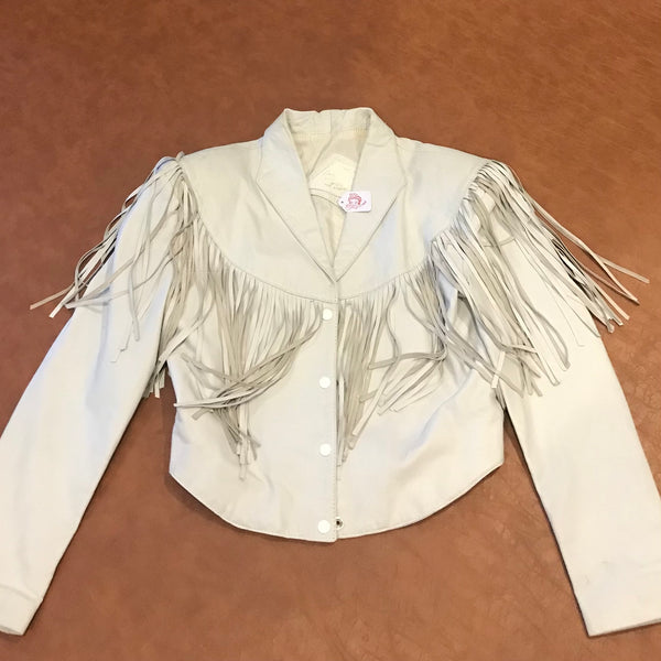 White Fringe Leather Jacket