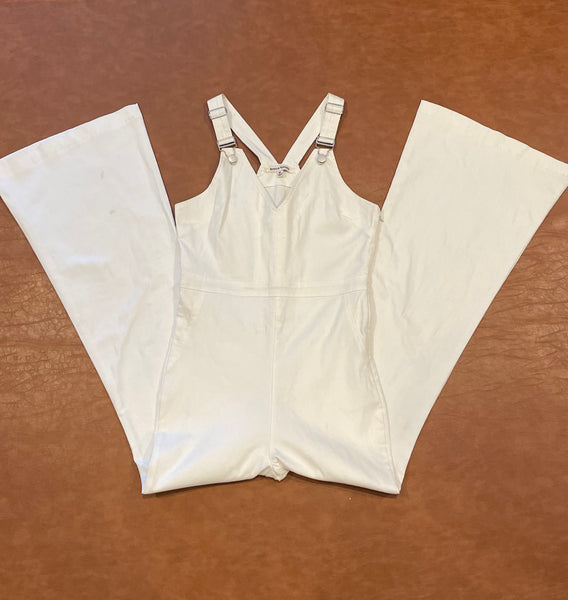 White Flare Overalls